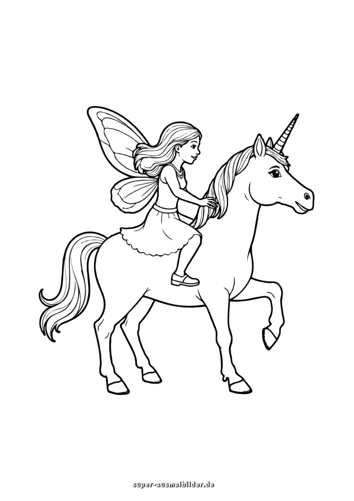 Ausmalbild einhorn fee 1