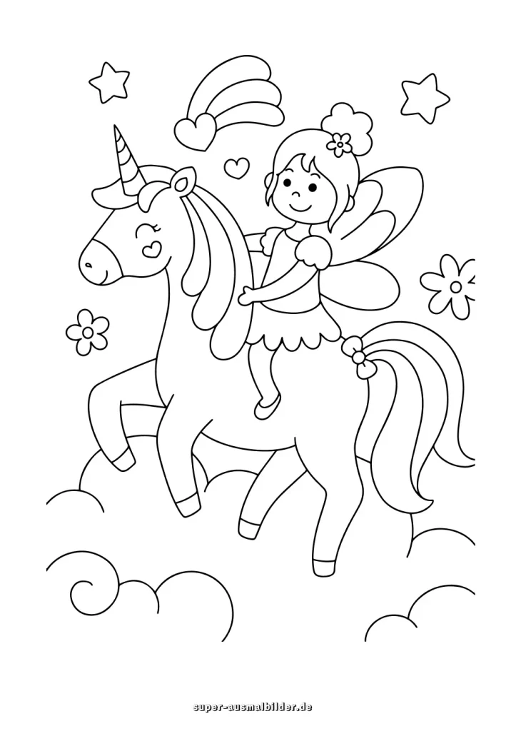 Ausmalbild einhorn fee