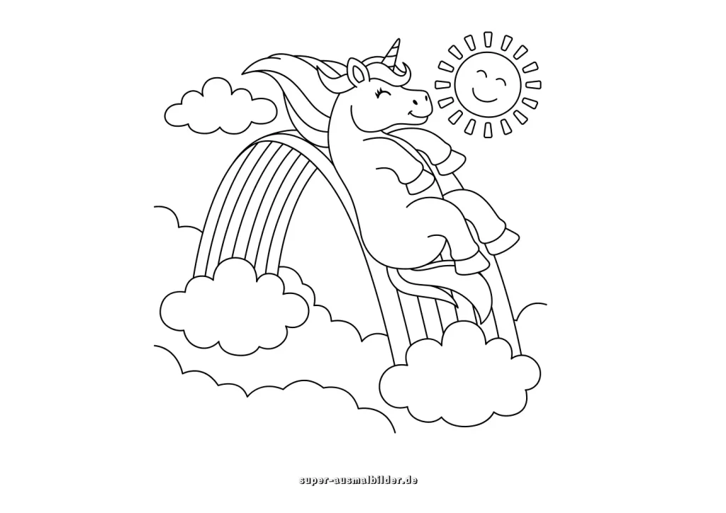 Ausmalbild einhorn regenbogen