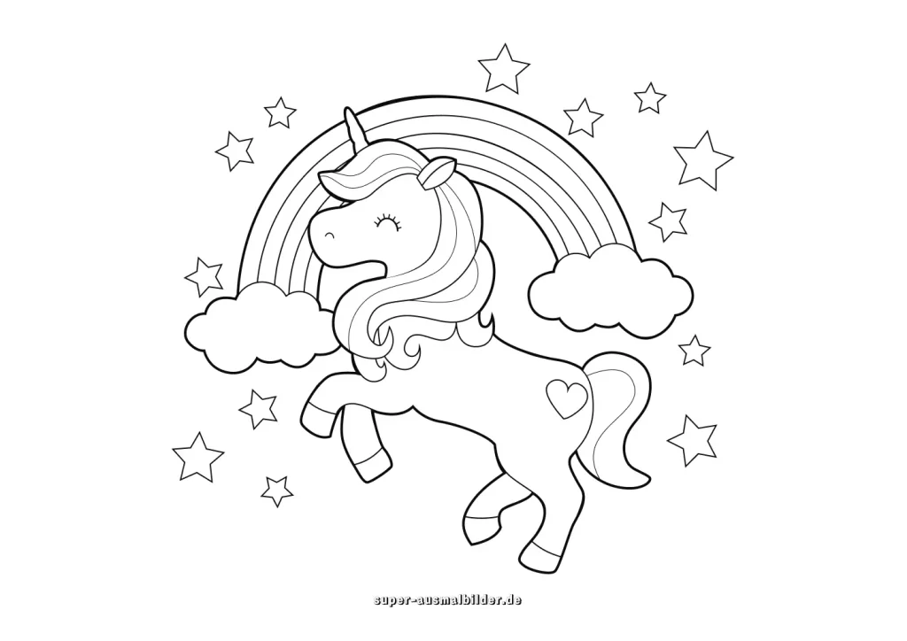 Ausmalbild einhorn regenbogen