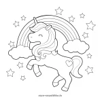 Ausmalbild einhorn regenbogen