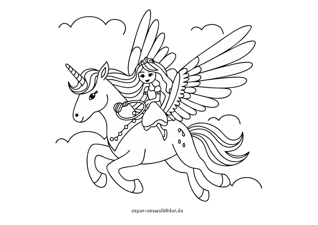 Ausmalbilder fee einhorn