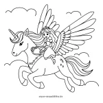 Ausmalbilder fee einhorn