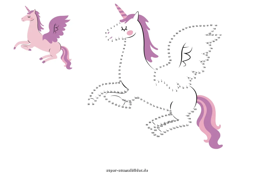 Einhorn Färbung Seite verbinden die Punkte 5