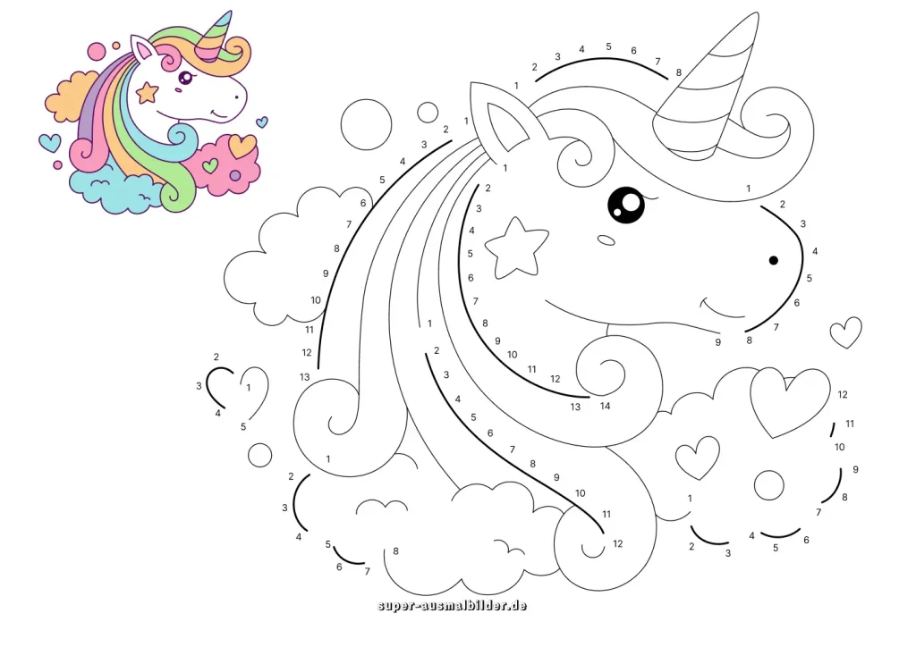 Einhorn Färbung Seite verbinden die Punkte 6