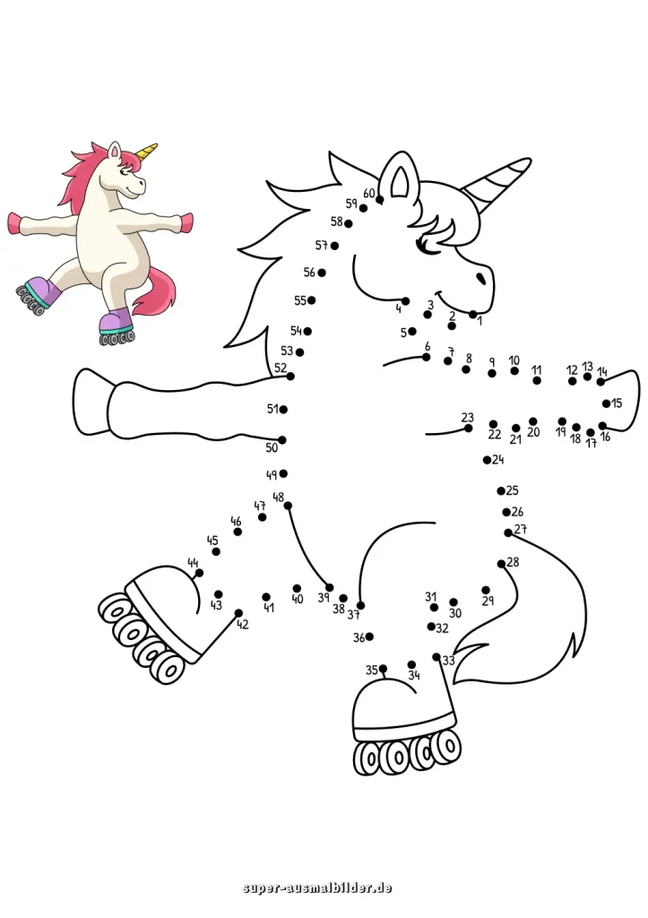 Einhorn Färbung Seite verbinden die Punkte