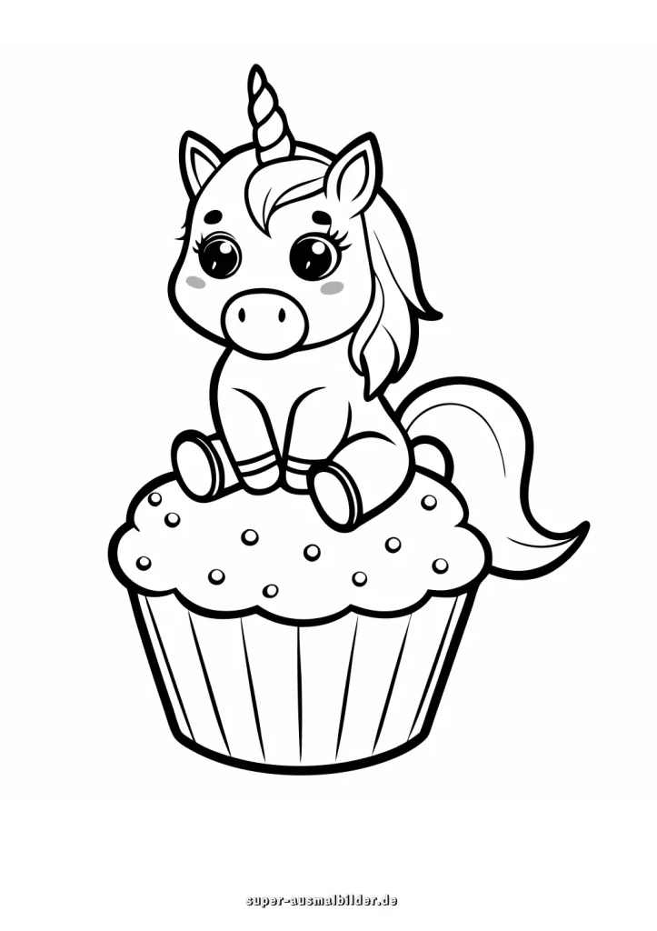 Einhorn Torte – Ausmalbild kostenlos zum Ausdrucken