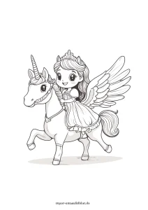 8 Ausmalbilder Einhorn Prinzessin zum Ausdrucken – kostenlos