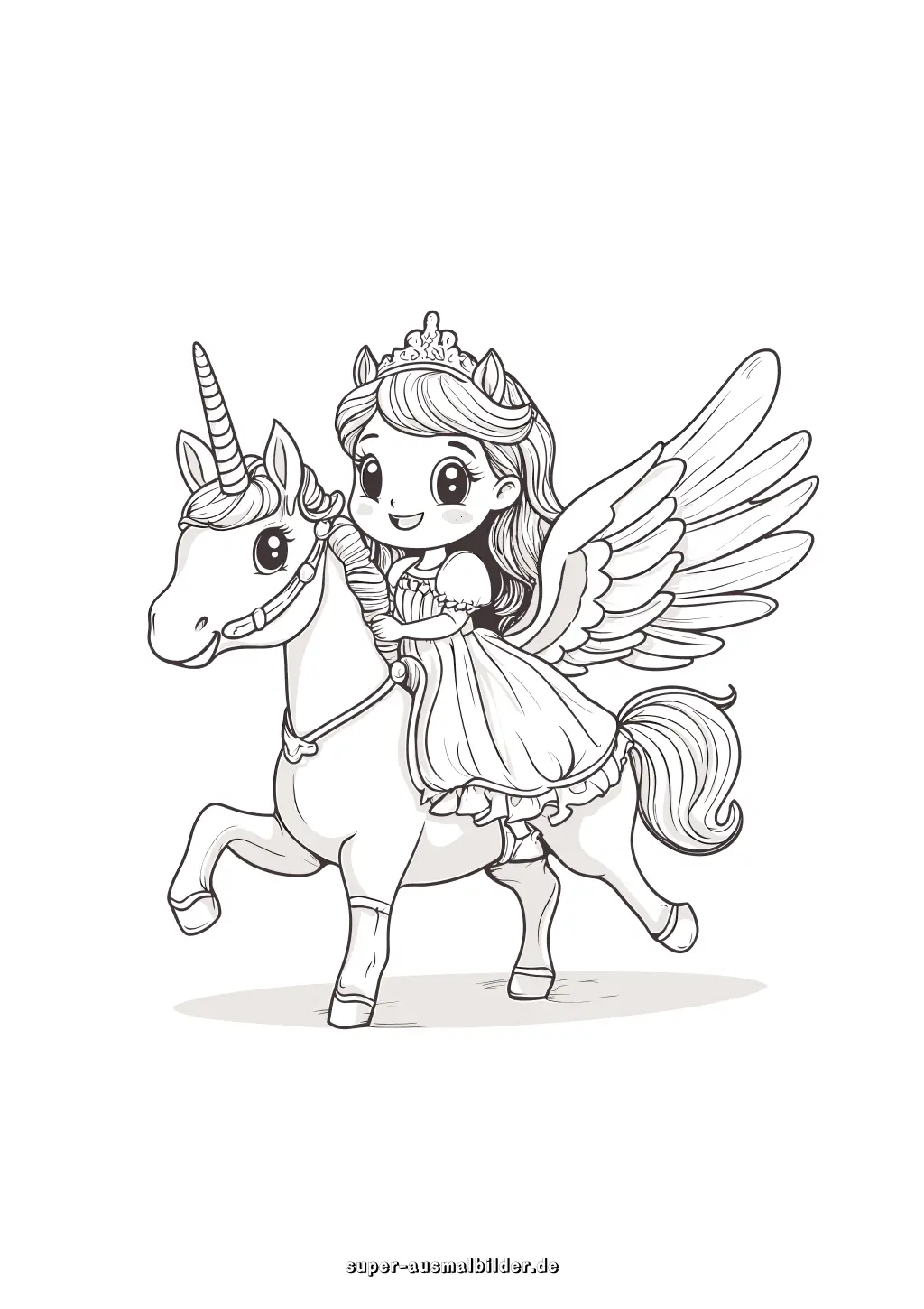 8 Ausmalbilder Einhorn Prinzessin zum Ausdrucken – kostenlos