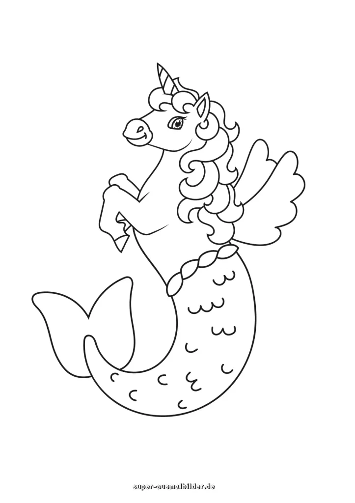 Malvorlage Meerjungfrau & Regenbogen Einhorn – gratis PDF