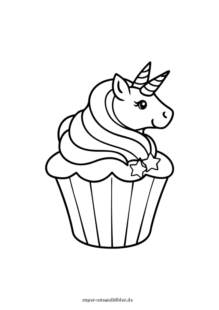 Süße Einhorn Torte zum Ausmalen – gratis Malvorlage