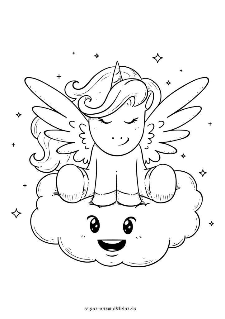 ausmalbild einhorn mit flügeln