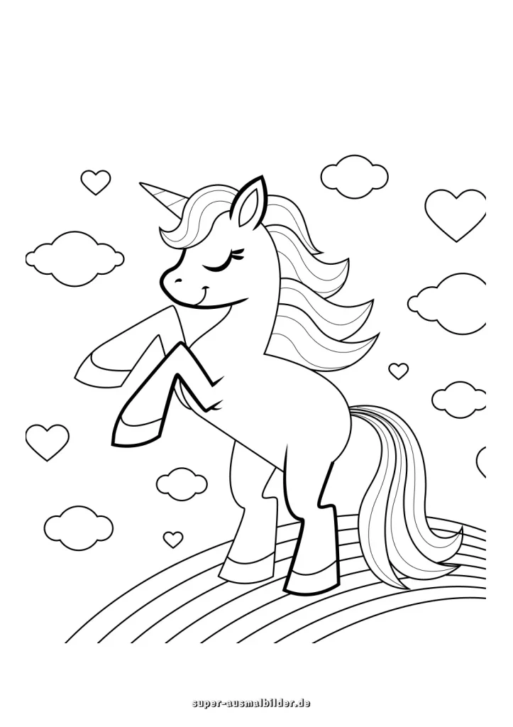 ausmalbild regenbogen einhorn