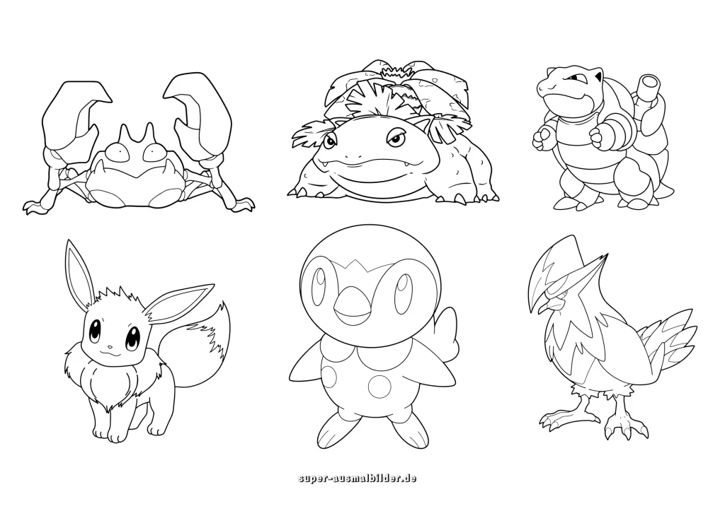 Alle Pokémon Ausmalbilder auf einer Seite