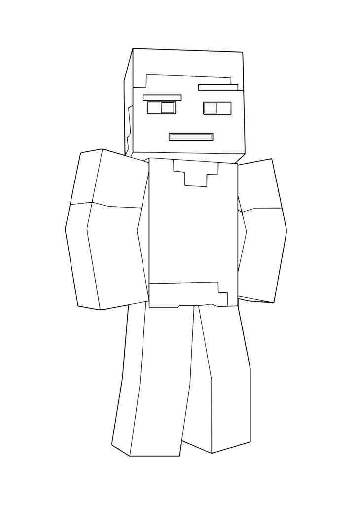 Ausmalbild Minecraft Steve zum Ausmalen