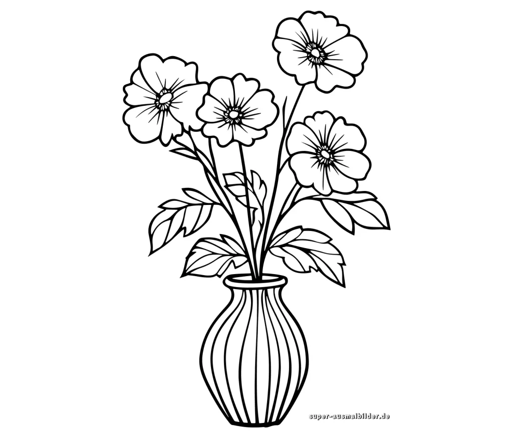 Blumen und Vasen kostenlos ausmalen