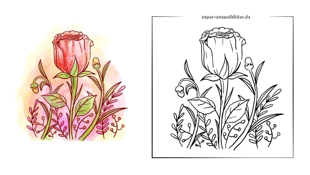 Kleines Blumenmalbuch mit bunten Beispielen zum Ausmalen mit Farben