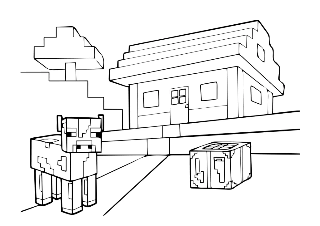 Minecraft Haus Ausmalbilder