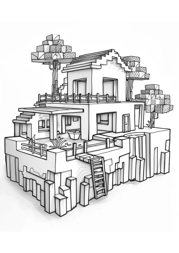 Minecraft Haus Ausmalbilder kostenlos