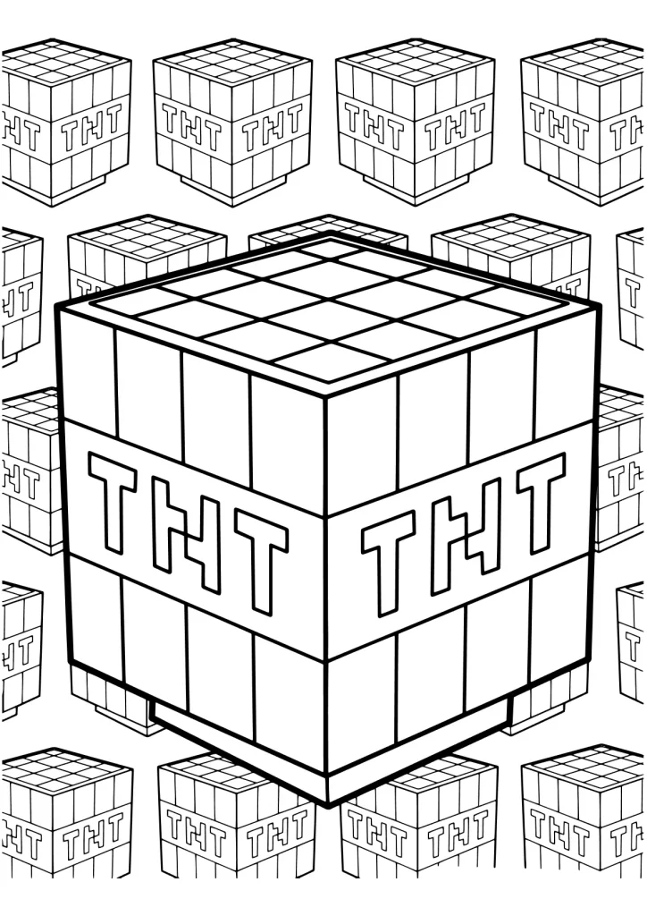 Minecraft TNT Ausmalbild druckbar