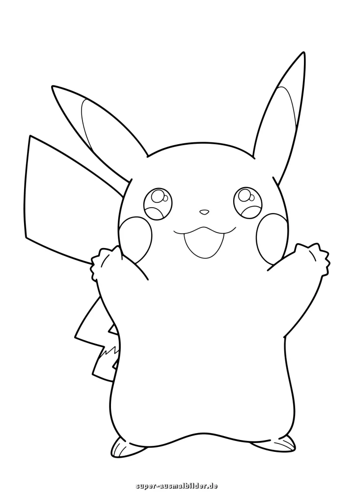 Pikachu Ausmalbild kostenlos zum Ausdrucken