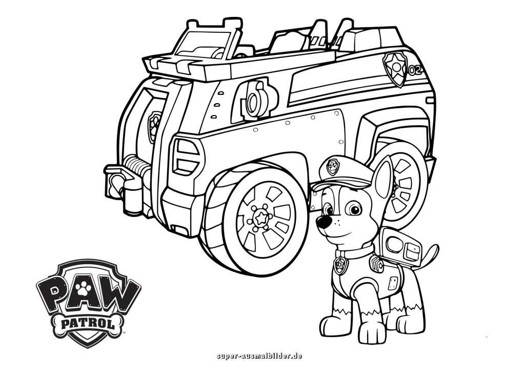 Ausmalbilder Paw Patrol Auto und Fahrzeuge