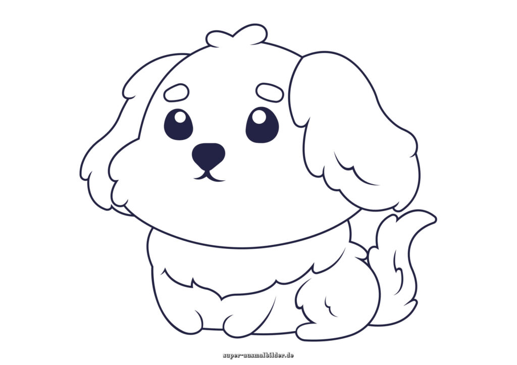 Hund Malvorlage niedlicher kleiner Welpe im Cartoon Stil