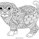 Hunde Ausmalbilder Mandala – dekorativer Hund mit Mustern und Ornamenten zum Ausmalen für Erwachsene
