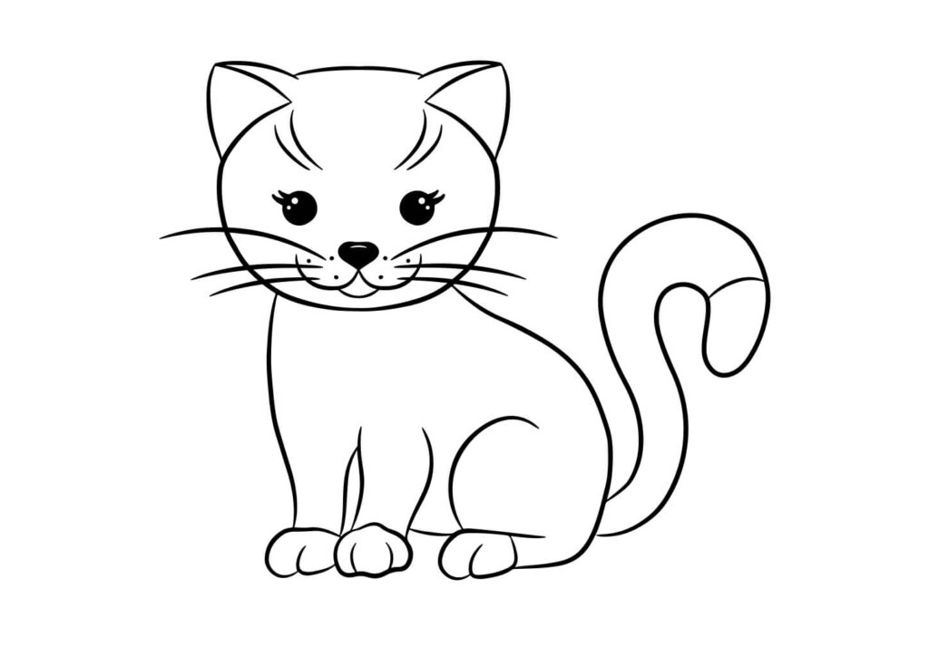 Katze Malvorlage – einfache Katze Skizze zum Ausmalen für Kinder