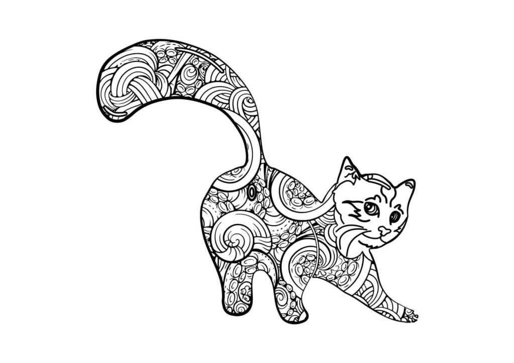 Mandala Katze Ausmalbild – kreative Katzen Malvorlage für Erwachsene
