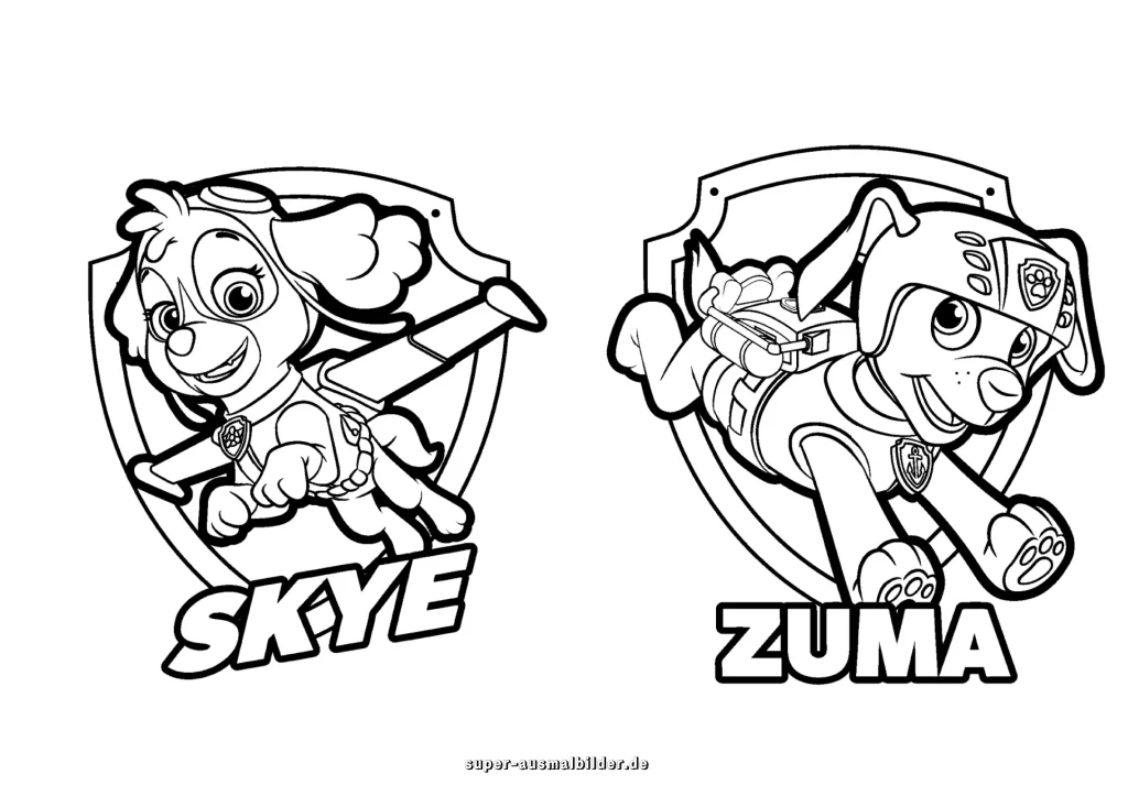 Paw Patrol Ausmalbilder Skye zum Zuma