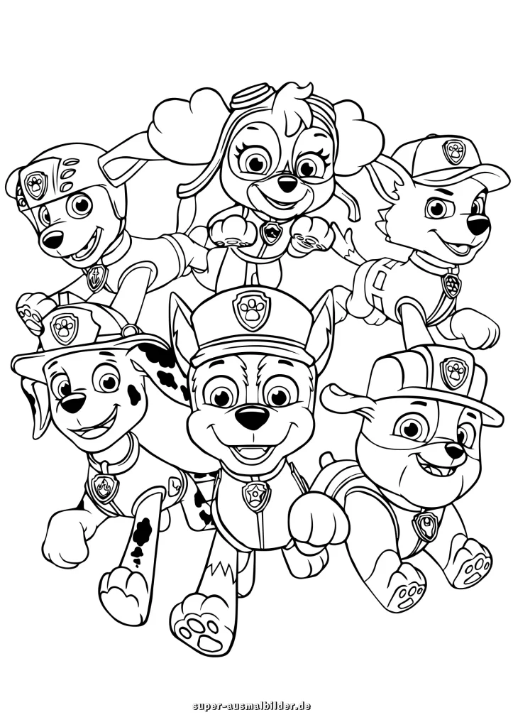 Paw Patrol Ausmalbilder alle Hunde