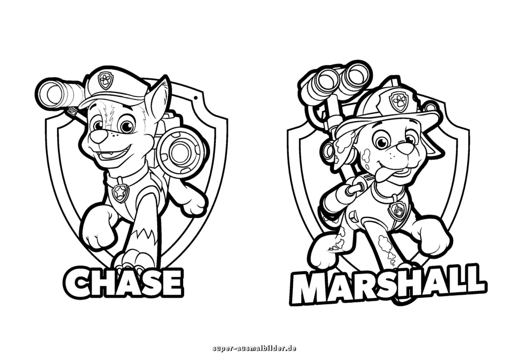 Paw Patrol Ausmalbilder kostenlos für den Kindergarten