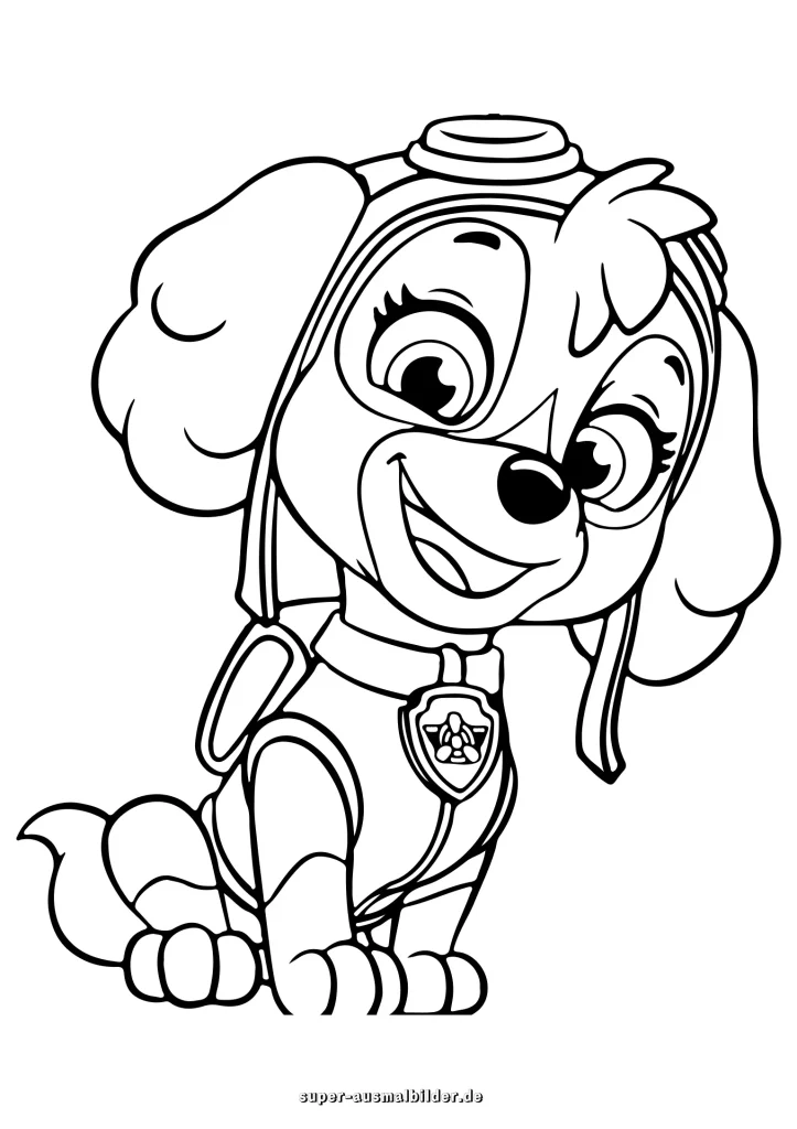 Paw Patrol Ausmalbilder mit Sky kostenlos drucken