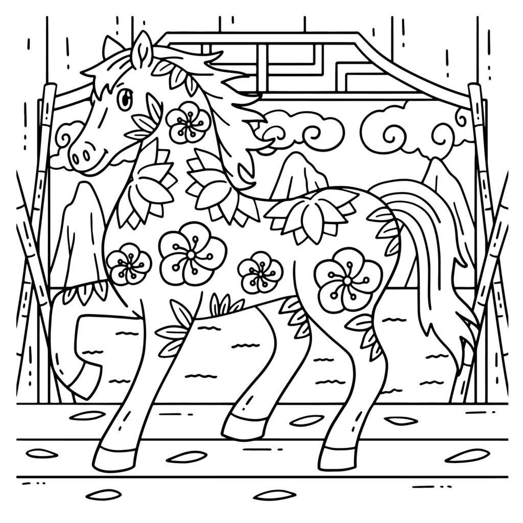 Pferd Malvorlage zum Ausmalen und Zeichnen