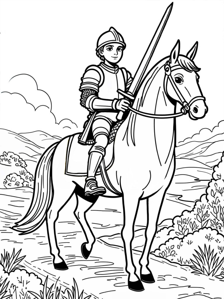 Pferd mit Reiterin Ausmalbild