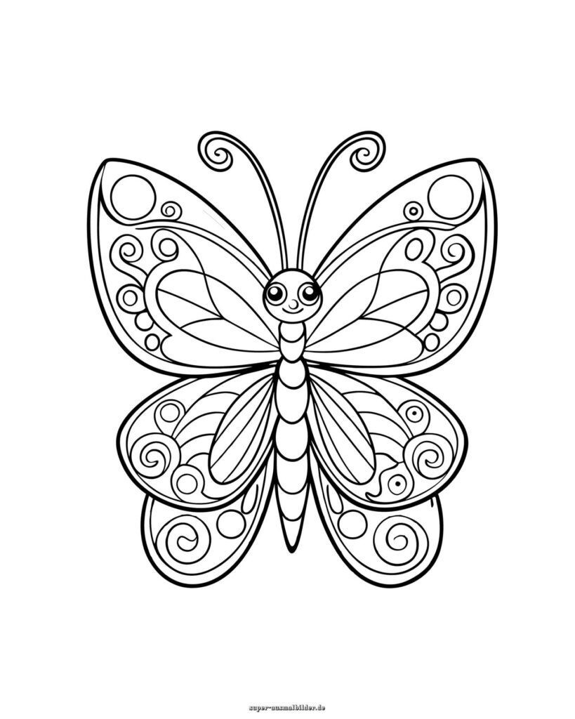 Schmetterling Ausmalbild dekorativer Schmetterling mit Mandala Mustern, Malvorlage Schmetterling Mandala zum Ausdrucken