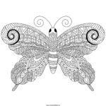 Schmetterling Mandala Malvorlage – kunstvoller Schmetterling mit geometrischen Ornamenten, Schmetterling Mandala Ausmalbild