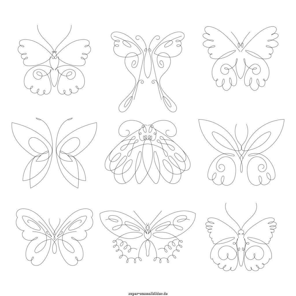 Schmetterling Zeichnungen minimalistische Schmetterlinge aus Linien, Schmetterling Bleistiftzeichnung zum Ausmalen