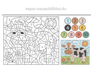10 Ausmalbilder nach Zahlen kostenlos zum Ausdrucken