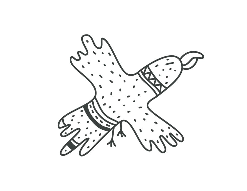 Ausmalbild Vogel Fliegender Papagei mit Mustern und großen Flügeln, kostenlose Malvorlage zum Drucken für Kinder