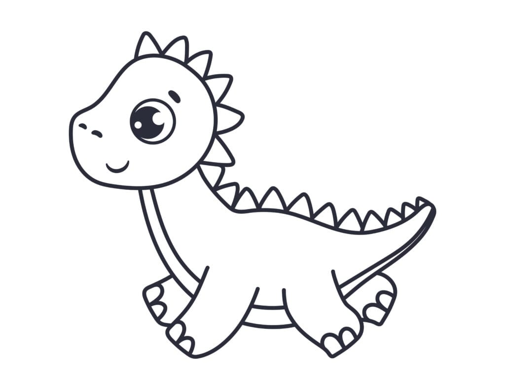 Dinosaurier Ausmalbild Kleiner Dino mit Stacheln am Rücken, niedliche Malvorlage kostenlos zum Ausdrucken für Kinder