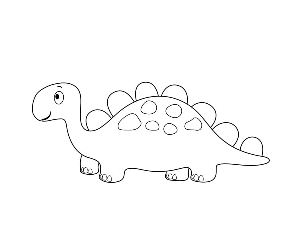 Dinosaurier Ausmalbild Niedlicher Stegosaurus mit Platten auf dem Rücken, Malvorlage kostenlos für Kinder zum Ausmalen und Drucken