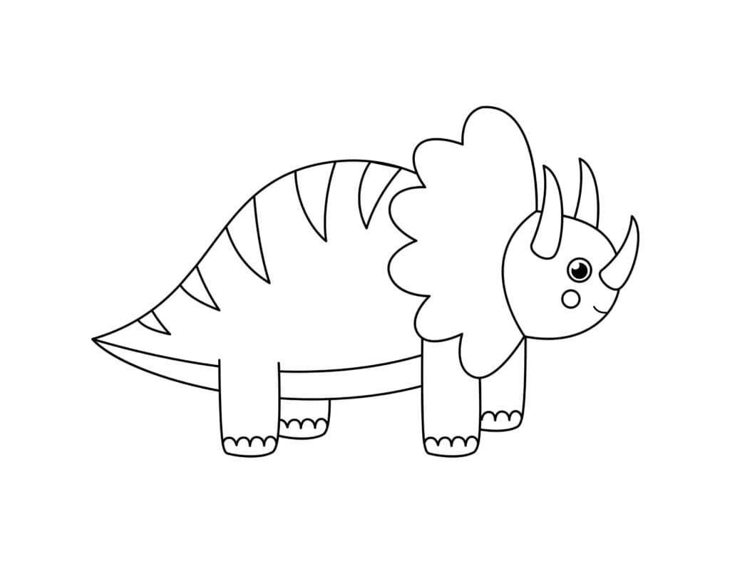 Dinosaurier Ausmalbild Triceratops mit drei Hörnern und Halskragen, Ausmalbild zum Drucken und kostenlos für Kinder