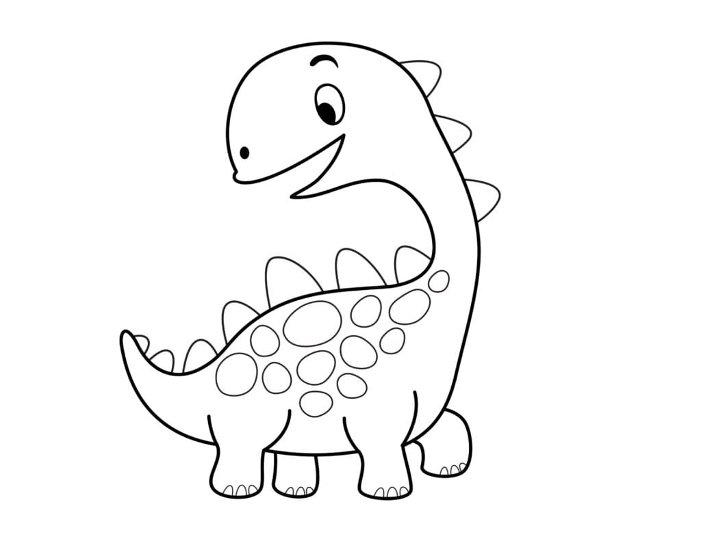 Dinosaurier Ausmalbilder Stegosaurus Baby mit Rückenplatten und großen Flecken, Malvorlage kostenlos für Kinder zum Drucken