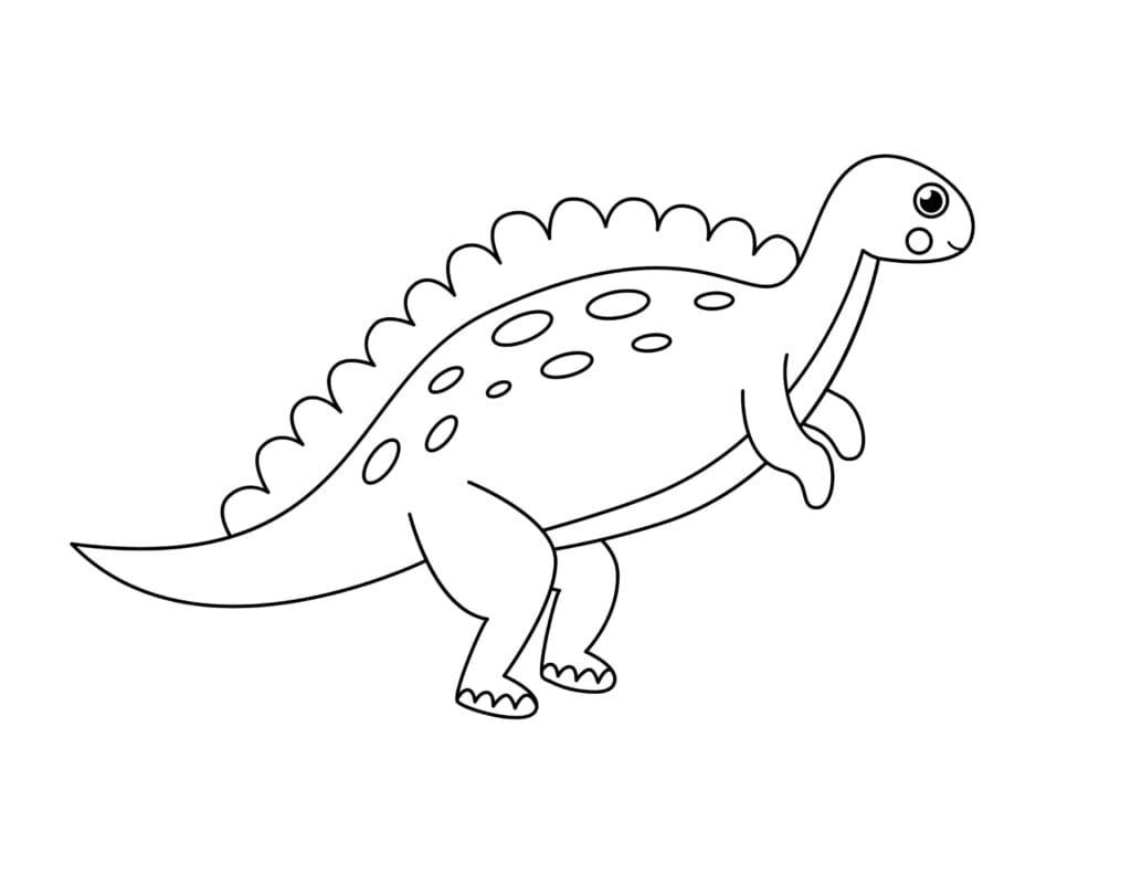 Dinosaurier Ausmalbilder Stegosaurus mit Rückenplatten und Punkten, Malvorlage für Kinder, kostenlos zum Drucken