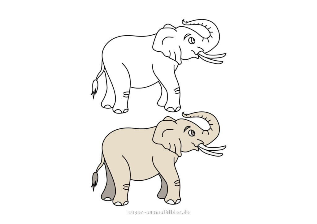 Elefant Malvorlage – Afrikanischer Elefant in Bleistiftzeichnung, Ausmalbild zum Drucken und Ausmalen