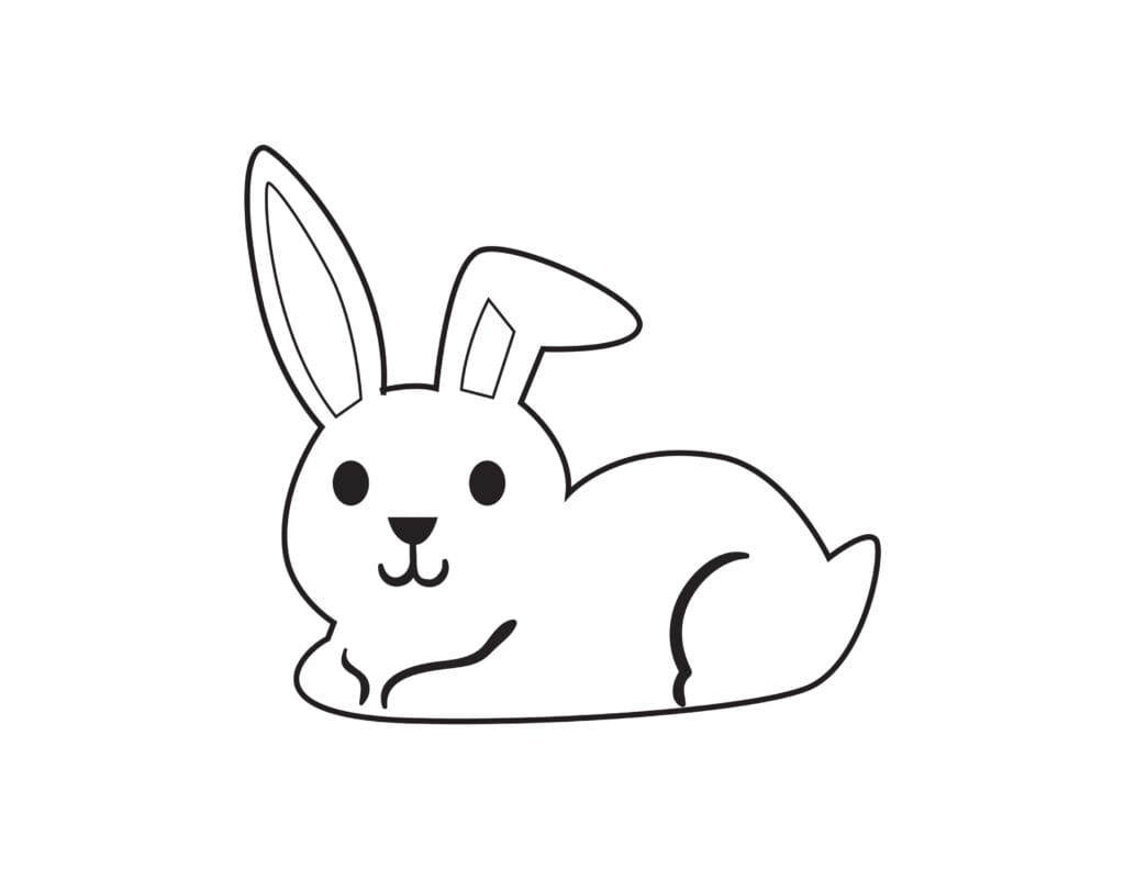Hase Ausmalbild sitzender Hase mit langen Ohren, einfache Tier Malvorlage kostenlos zum Ausdrucken