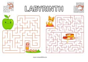 Labyrinth Ausmalbilder – 47 einfache und schwierige Rätsel