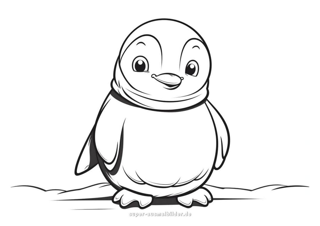 Baby Pinguin – einfache und süße Ausmalvorlage für Kinder, ideal für Vorschule und Wintermotive